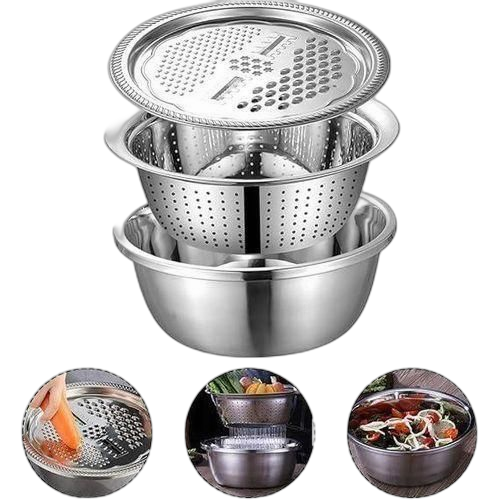 Bol grattoir en inox 3 en 1 en acier inoxydable