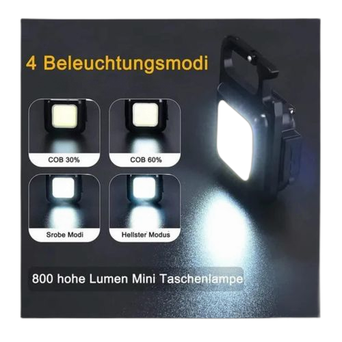 Mini lampe de poche led rechargeable, lanterne d'urgence, torche 6w cob magnetic