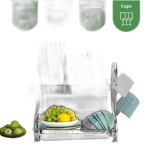 Égouttoir à vaisselle de cuisine, étagère de rangement, égouttoir à couverts double couche argent. Diaytar Sénégal : Large gamme, petits prix, grande satisfaction