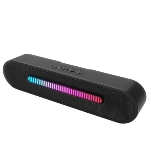 Haut parleur bluetooth rechargeable portable avec jeux de lumière colorée noir