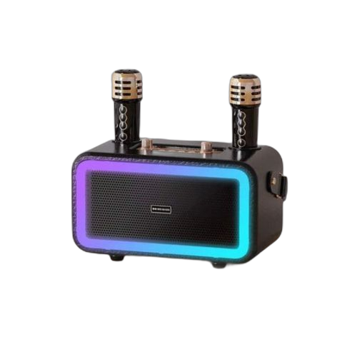 Haut parleur portable jeux de lumière colorée avec deux micros