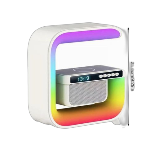 High quality veilleuse lampe de nuit avec haut parleur baffle, chargeur smartphone sans fil et horlogebluetooth puissant compatible android iphone cr