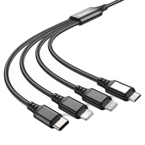 Hoco cable de recharge 4 en 1 (lightning x2+type c+micro) multi