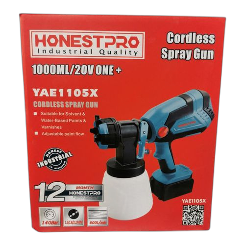 Honest pistolet à peinture sans fil honestpro 1000ml/20v one+