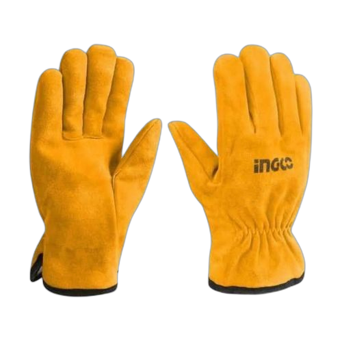Ingco gants de machiniste en cuir hgvc02 jaune