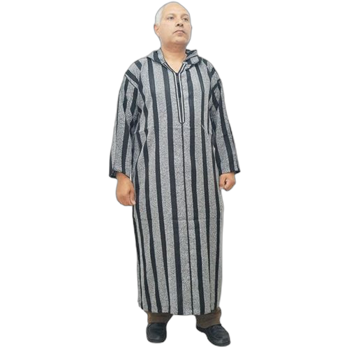 Jallabe homme manches longues noire gris
