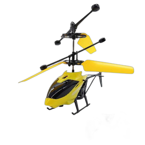 Jouet d'hélicoptère volant jaune à induction avec capteur et télécommande
