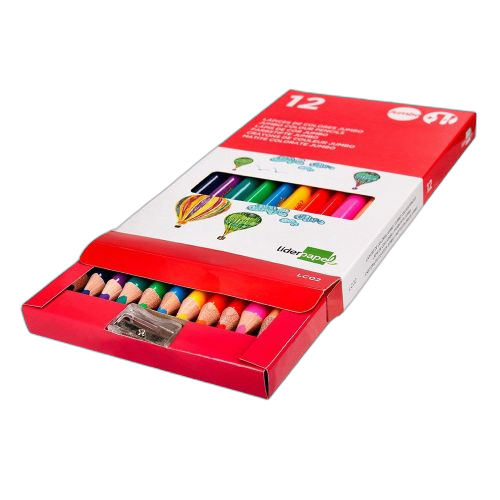 Jumbo lot de 12 crayons de couleur en bois + taille crayon