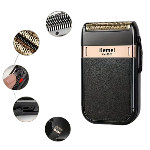Kemei hommes électrique double lame étanche alternatif sans fil rasoir usb rechargeable noir