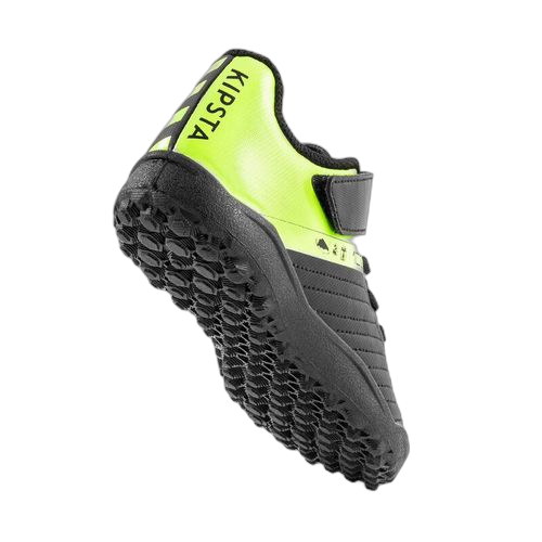 Kipsta chaussures de football enfant a scratch 100 easy ag/fg noir et jaune