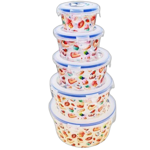 Kit de 5 boxes de conservation en plastique couvercles multicolore