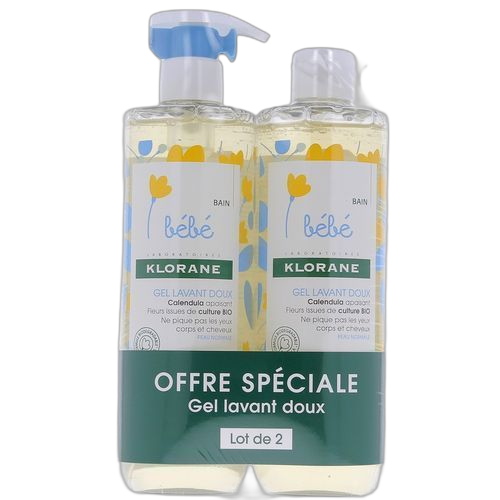 Klorane lot de 2 gels moussants douceur corps et cheveux –2 × 500 ml
