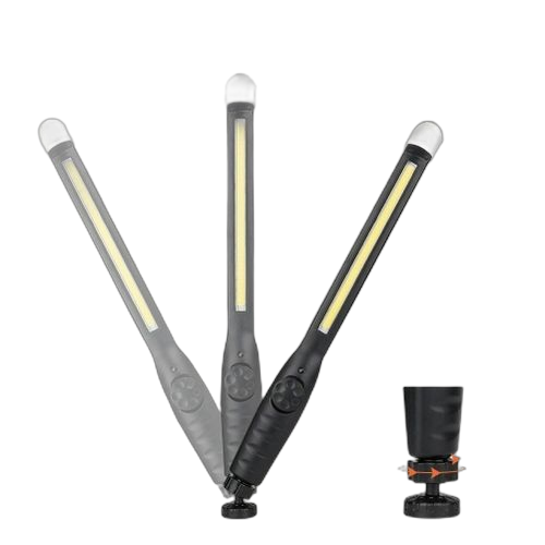 Lampe de poche portable cob led lampe de travail mécanique usb rechargeable noir