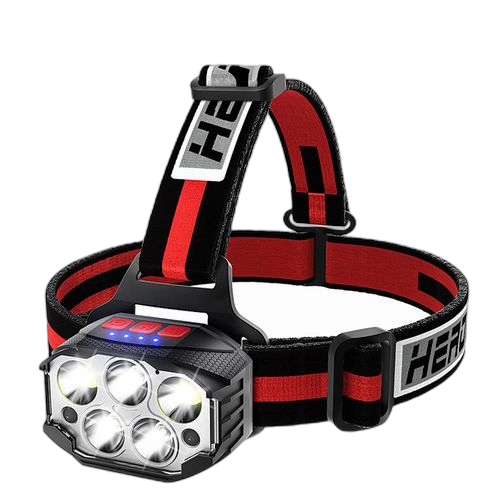 Lampe frontale led étanche à cinq cœurs pour la pêche de nuit en plein air rechargeable