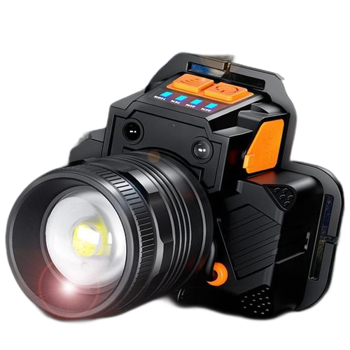 Lampe torche frontal led rechargeable avec zoom extérieur, phare rotatif