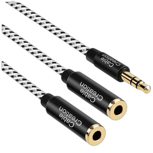 Lasa câble répartiteur audio en y 3,5 mm mâle vers 2 ports 3,5 mm femelle