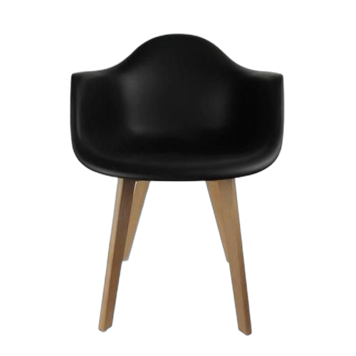 Lot de 2 fauteuils scandinaves noir et blanc en plastique et bois