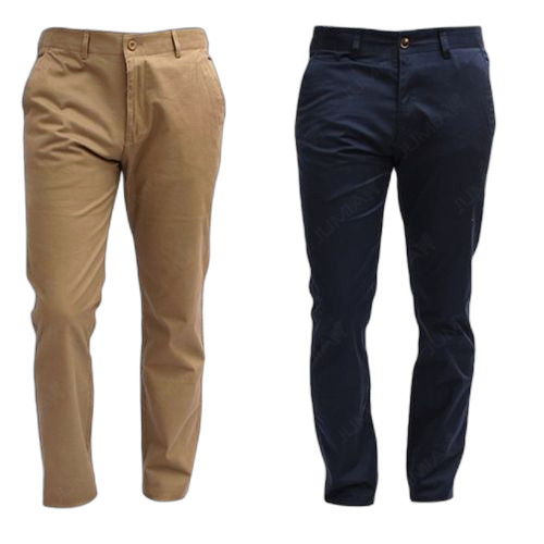 Lot de 2 pantalons homme bleu marine et beige