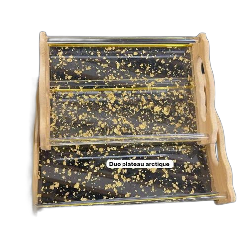 Lot de 2 plateaux acryliqueavec poignéesplateau décoratif