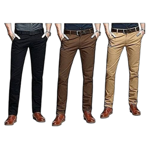 Lot de 3 pantalons kaki noir marron beige