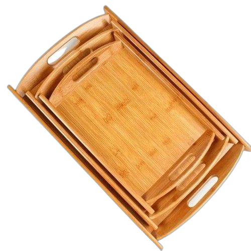 Lot de 3 plateaux en bois de bambou