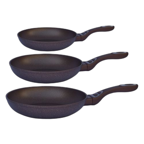 Lot de 3 poêles revêtement pierre antiadhésif22 cm, 28 cm et 30 cm