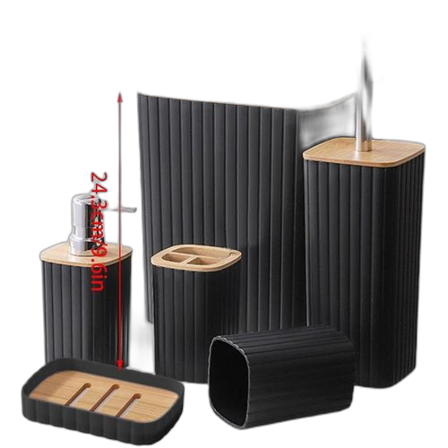 Lot de 6 accessoires salle de bain, distributeurs de savon poubelle robustes, simples, décoratifs, porte savon, porte brosse à dents pour restaurants, hôtel, salle de bain, maison, noir