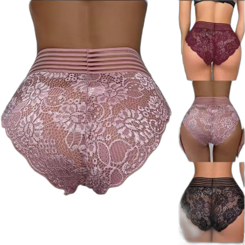 Lot de 6 slips en coton dentelle multicolore