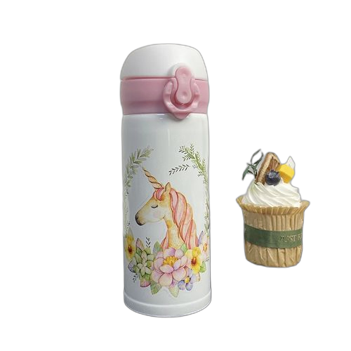 Louna gourde d'eau 2 en 1 en acier inoxydable_isotherme _licorne_blanc – Image 4