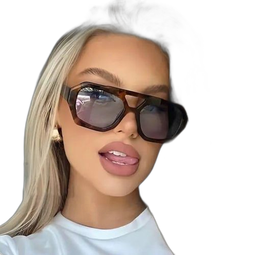 Lunettes de soleil tendance a montures hexagonales pour femme leopard gris. Diaytar : Le e-commerce qui respecte votre budget