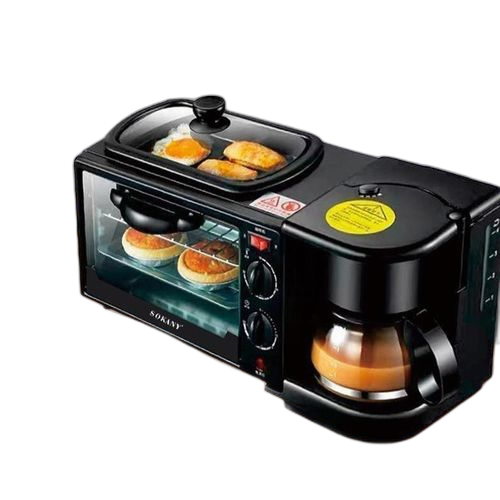 Machine à petit déjeuner 3 en 1grille pain machine à café ,four,poêle