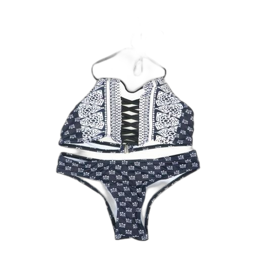 Maillot de bain deux pièces noir blanc pour femme