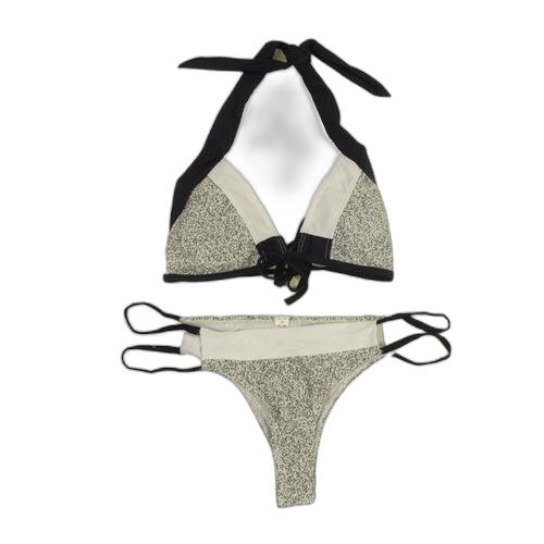 Maillot de bain deux pieces polyester gris/bleu/blanc