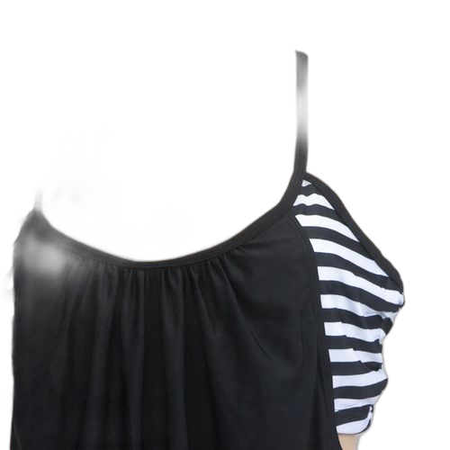 Maillot de bain deux pieceshaut évasé polyester noirblanc