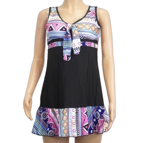 Maillot de bain deux piecespolyester noir rose imprimé