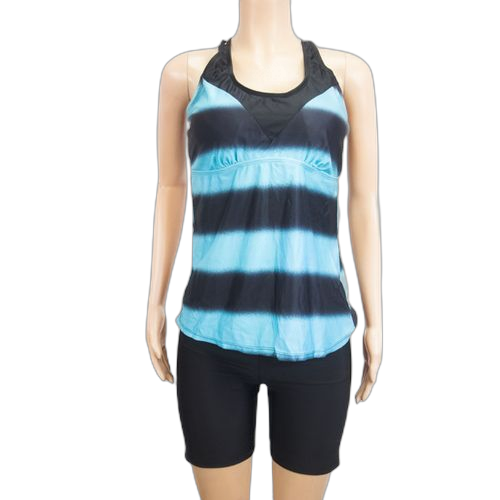 Maillot de bain deux piecespolyester noirvert imprimé