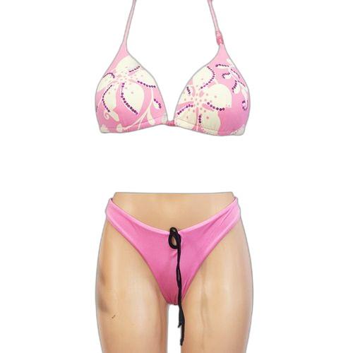 Maillot de bain deux piecespolyester rose imprimé