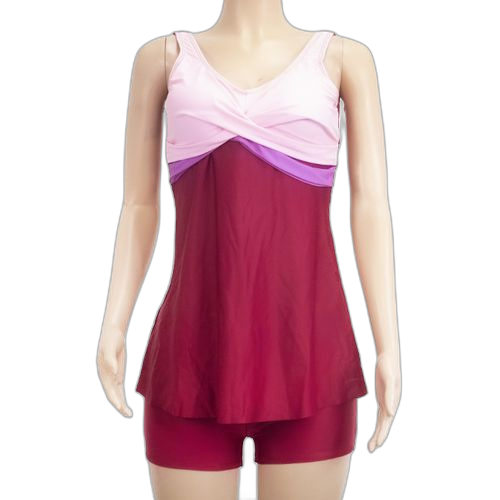 Maillot de bain deux piecespolyester rouge bordeaux blanc imprimé. Achetez en toute sérénité sur Diaytar