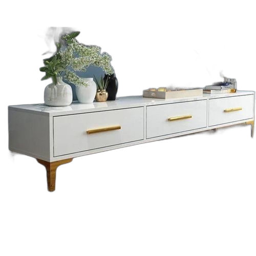 Meuble tv, centre de divertissement blanc avec 3 tiroirs, console tv pour salon et chambre à coucher noir