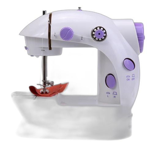 Mini machine à coudre électrique portative 6w2 vitesses blanc/mauve