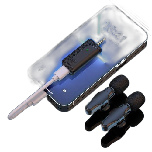 Mini microphone cravate sans fil,microphone audio de caméra de carte son de téléphone portable noir