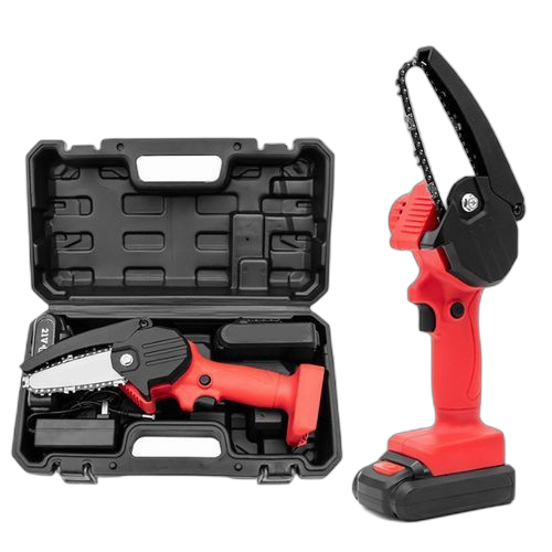 Mini tronçonneuse rechargeable portable sans fil noir & rouge eu