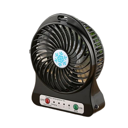 Mini ventilateur rechargeable usb avec câble et batterie noir