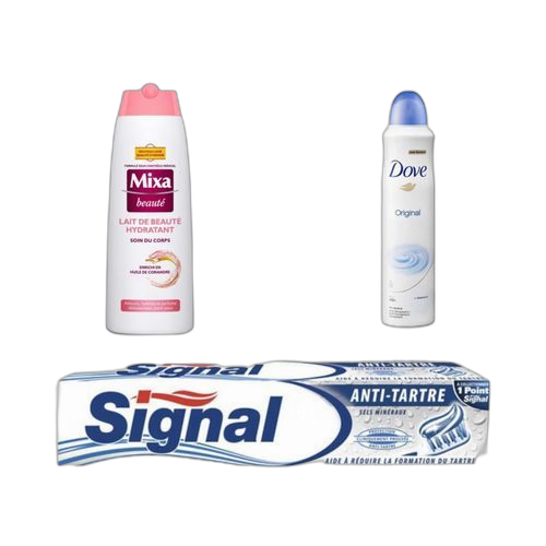 Mixa lait 250ml beauté dove déo concombre 250mlsignal procarie 75 ml