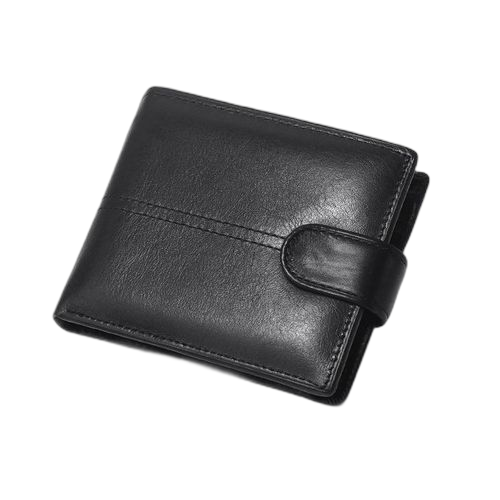 Mode hommes cuir véritable portefeuille r fid court clip d'argent noir – Image 6