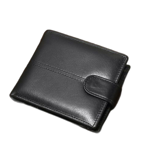 Mode hommes cuir véritable portefeuille r fid court clip d'argent noir – Image 5