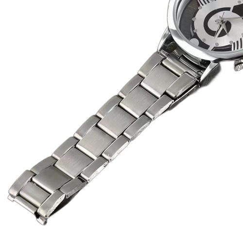 Mode montre hollow music symbol pour hommes argent