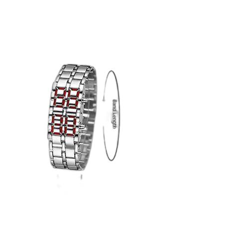 Mode montre numérique led rouge pour hommes argent – Image 3
