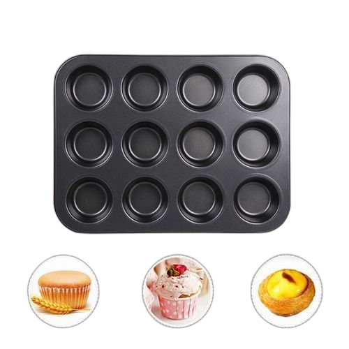 Moule à gâteau plaque à muffins 12 moules noir