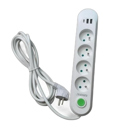 Multiprise rallonge 4 prises2 ports usb et 1 port type c